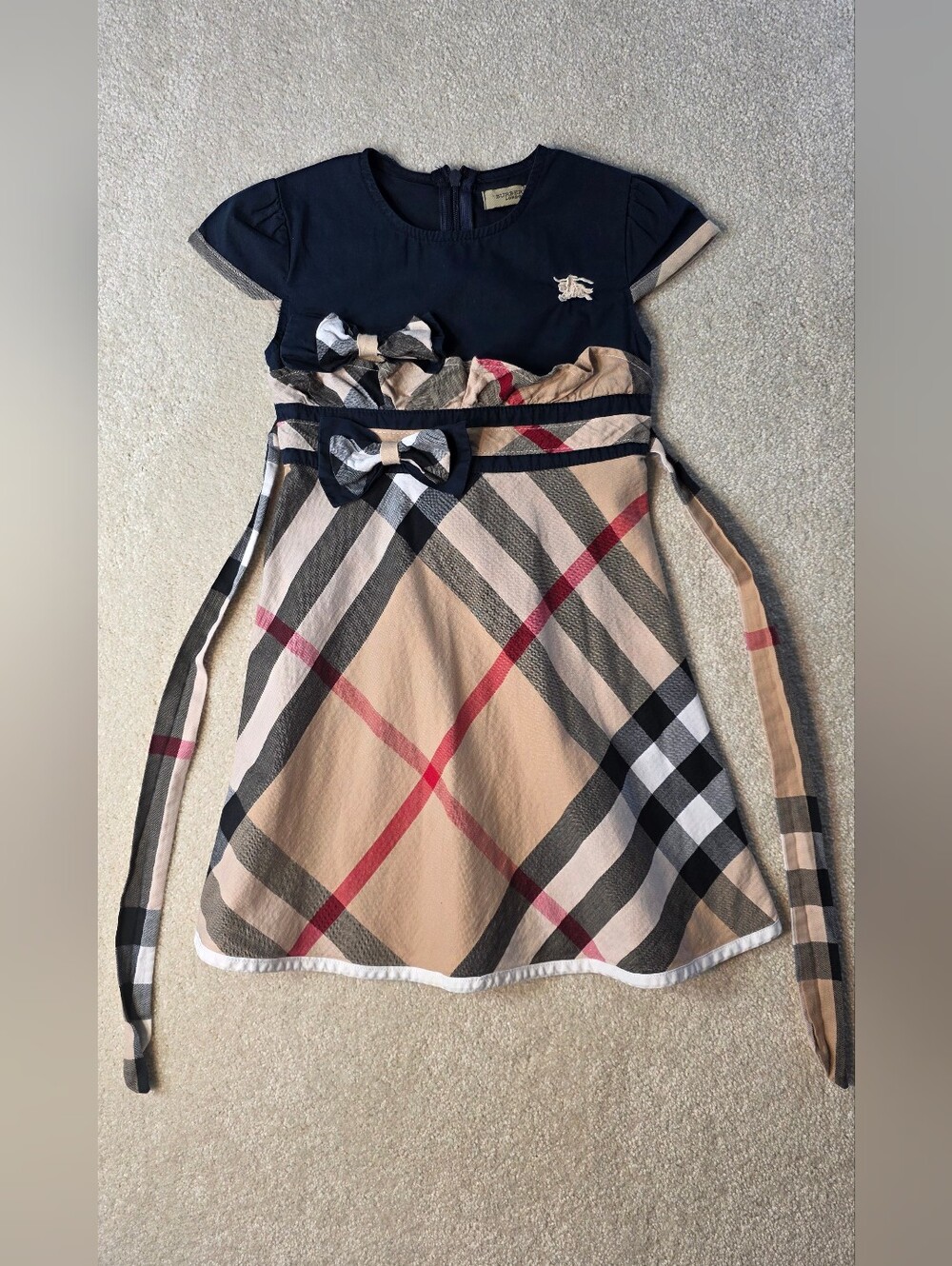 Burberry Vintage Toddler Girl Checkered Dress Bows Ruffle Size XXL (2T)